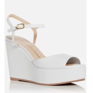 Stuart Weitzman Palmina Leather Ankle Strap Sandals White, New, Size 11